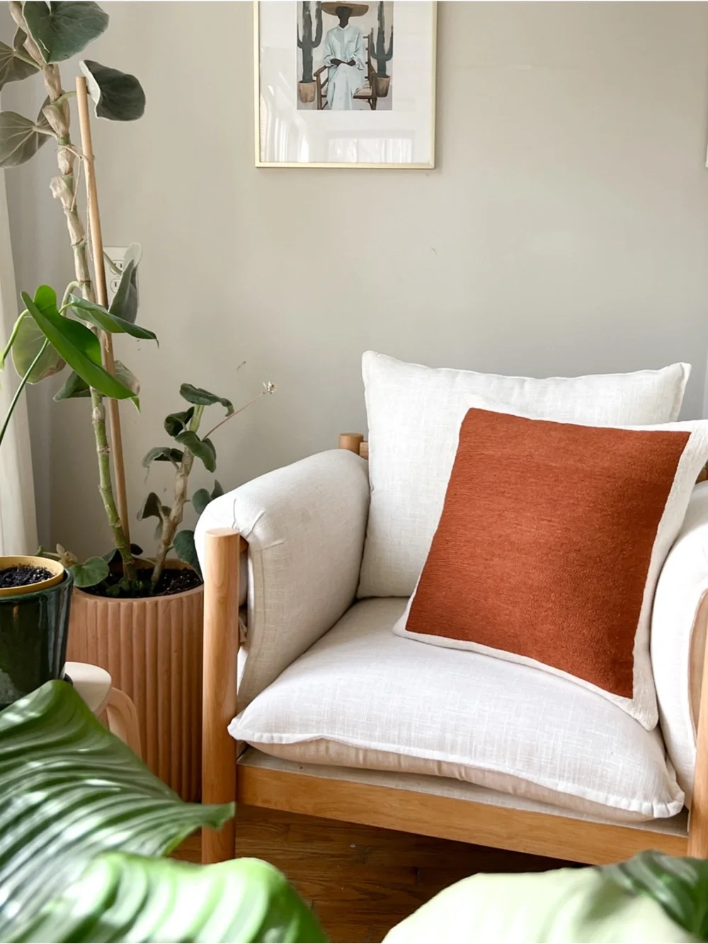 West Elm Essex Rust-Colored Throw Pillow Cover